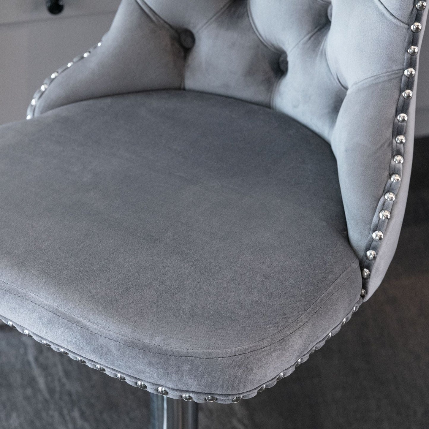 Gray Velvet Swivel Bar Stools, Chrome Base, Set of 2 - Gray (view 9)