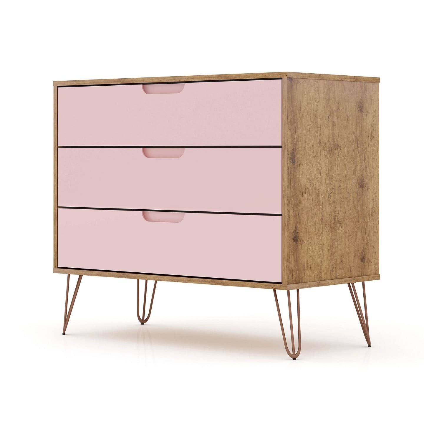 3-Drawer Mid-Century Dresser, Pink, 60" Wide (view 9)