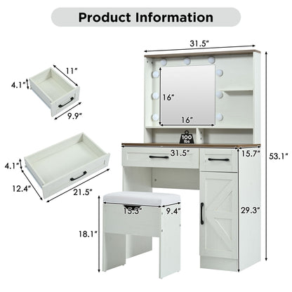 Mid-Century Vanity, Brown+White, 2 Drawers (view 8)