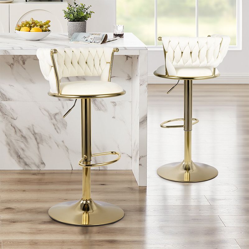 Velvet Swivel Bar Stools, Set of 2, Gold (view 32)