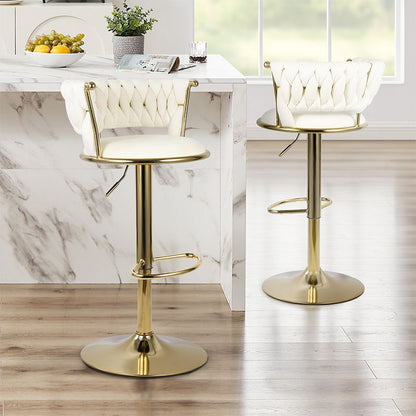 Velvet Swivel Bar Stools, Set of 2, Gold (view 32)