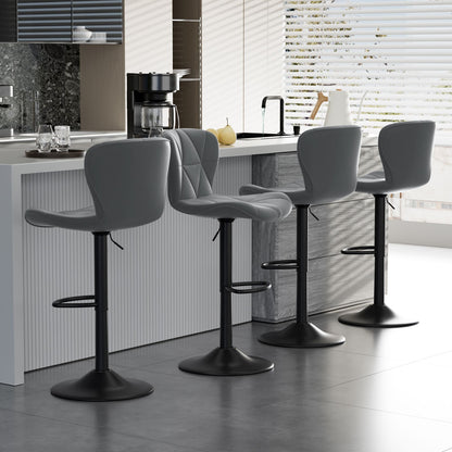Faux Leather Swivel Bar Stools, Set of 2, Black (view 71)