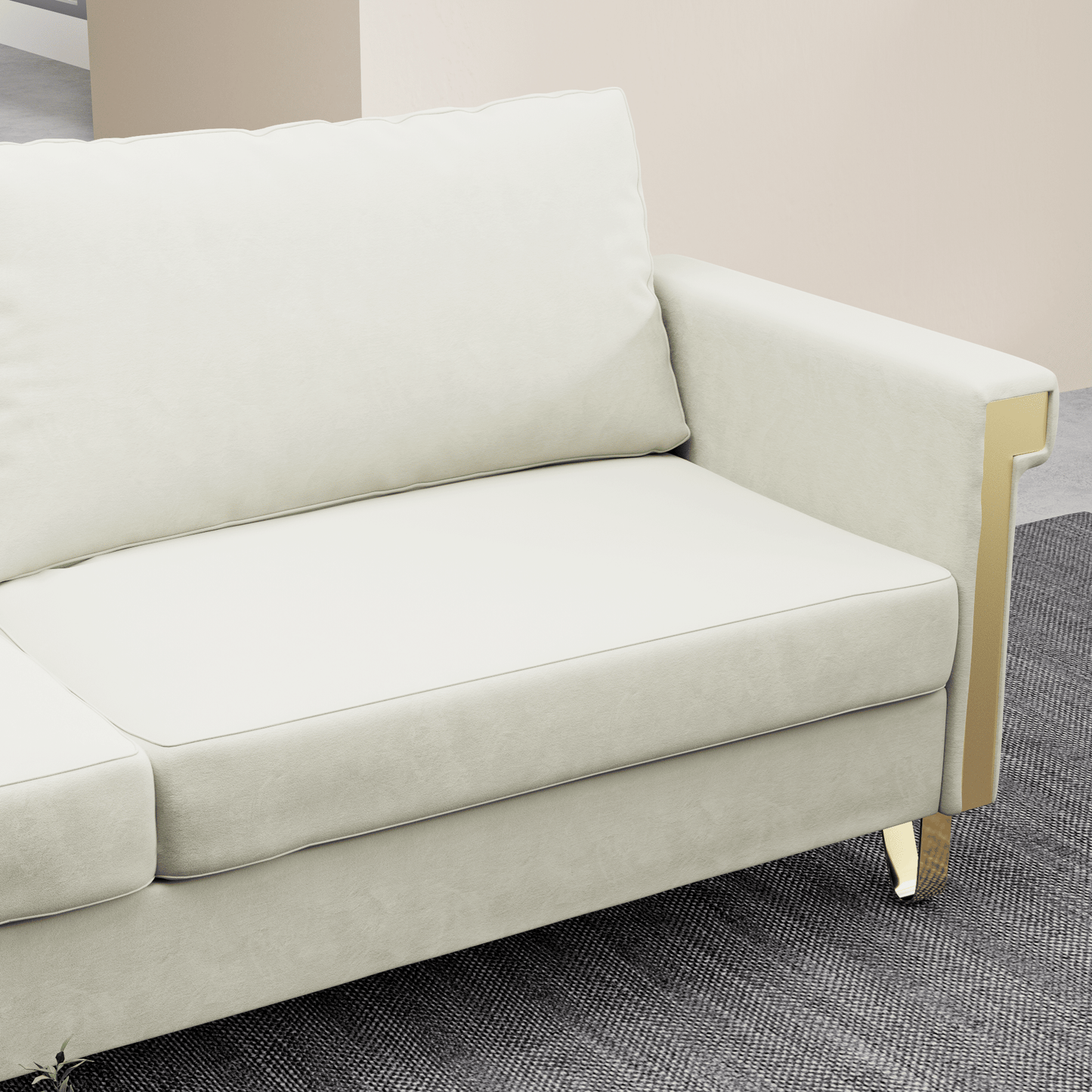 Velvet 3-Seat Mid-Century Sofa, White (Style 3) (view 3)