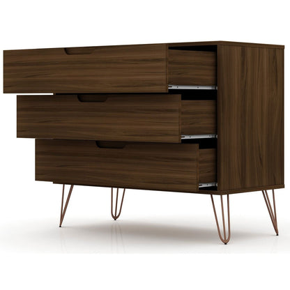 3-Drawer Mid-Century Dresser, Brown, 34" Tall (view 4)