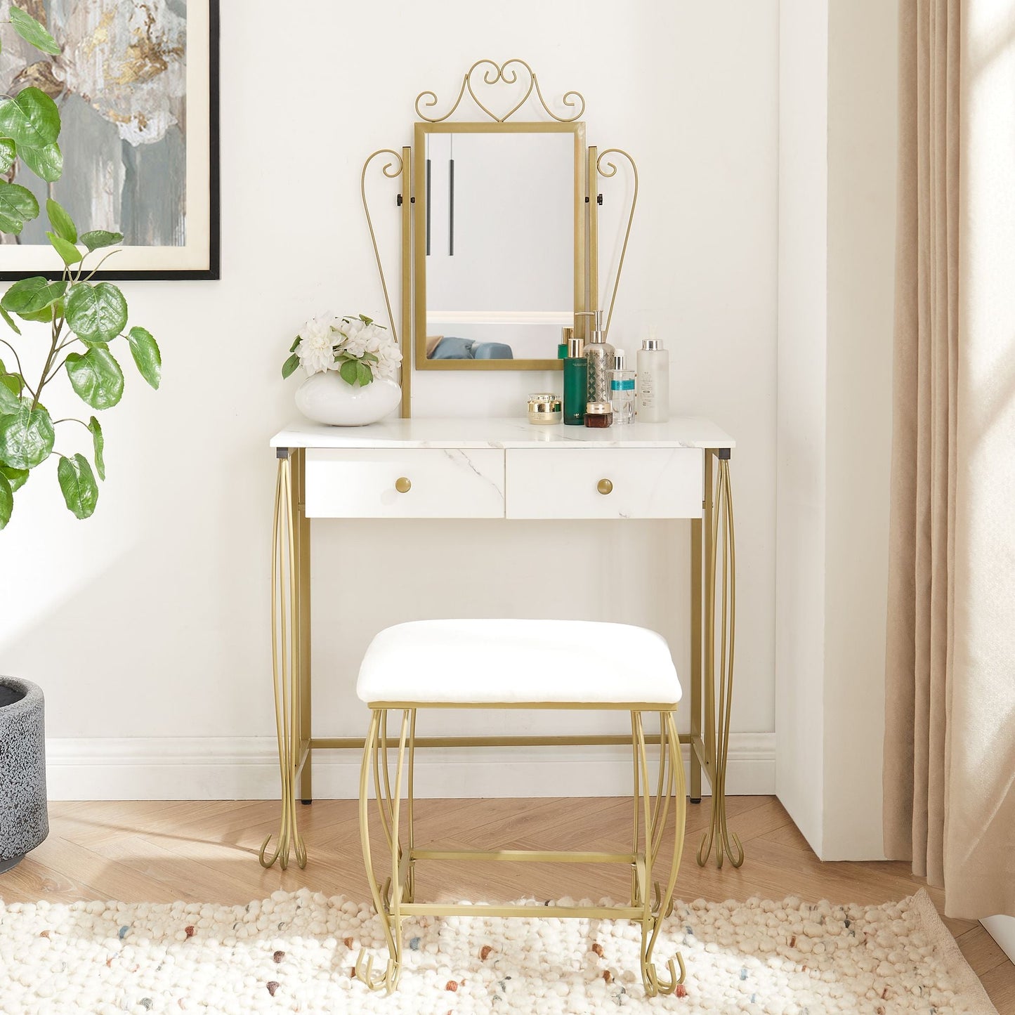 Mid-Century Vanity, White, 30" Tall (view 3)