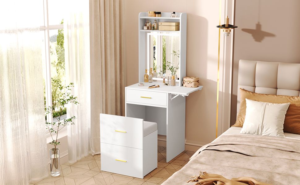 Mid-Century Vanity, White, Compact (view 3)