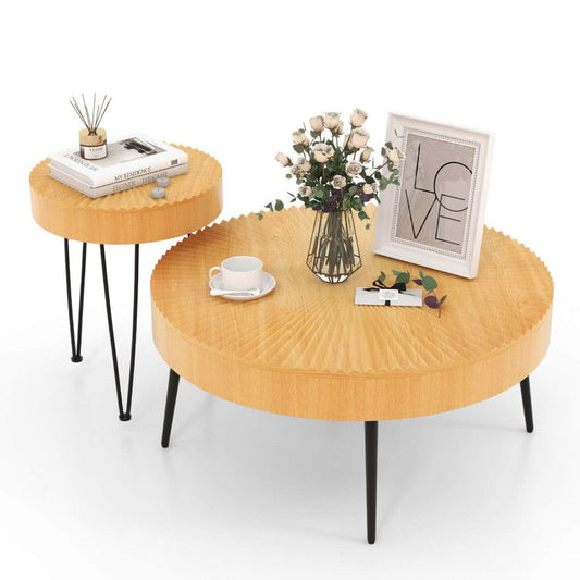 Solid Wood Mid-Century Coffee Table, Natural