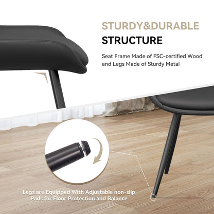 Leather Mid-Century Dining Chairs, Set of 2, Black (view 11)