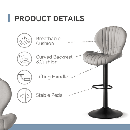 Faux Leather Swivel Bar Stools, Set of 2, High Back (view 51)