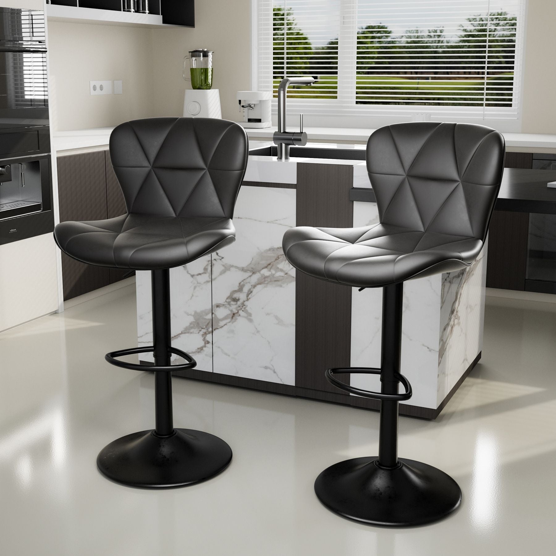 Faux Leather Swivel Bar Stools, Set of 2, Adjustable Height (view 8)
