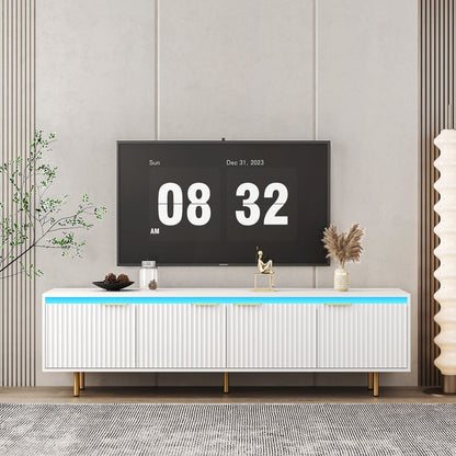 80" TV Mid-Century TV Stand, White, Fluted (view 13)