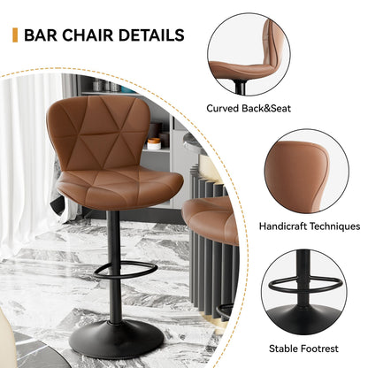 Faux Leather Swivel Bar Stools, Set of 2, Adjustable Height (view 20)