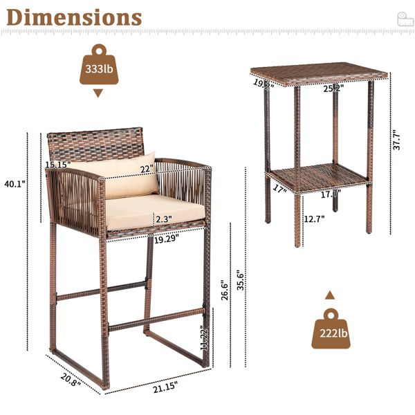 Rattan Swivel Bar Stools, Brown (view 13)