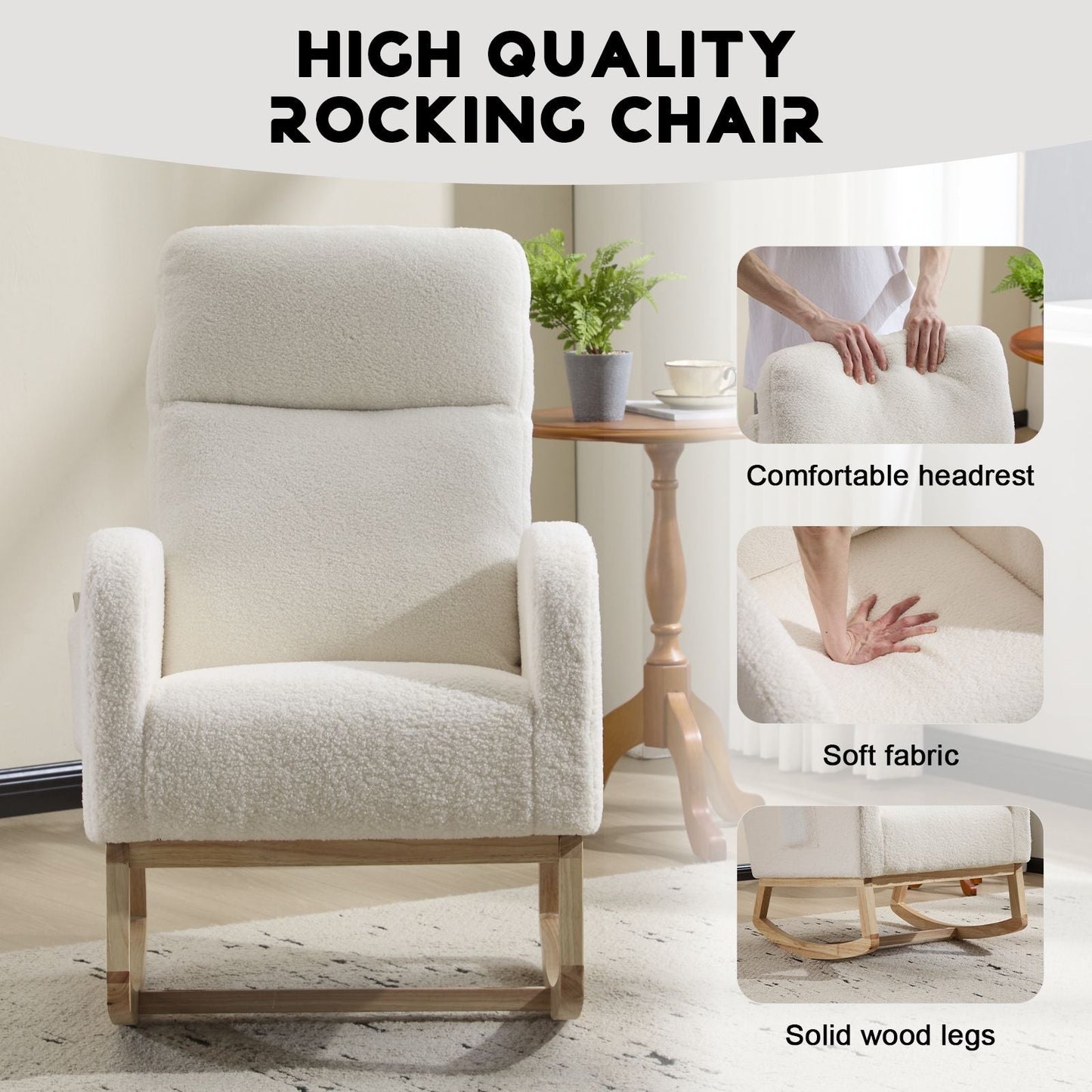Teddy Mid-Century Rocking Chair, White (view 4)
