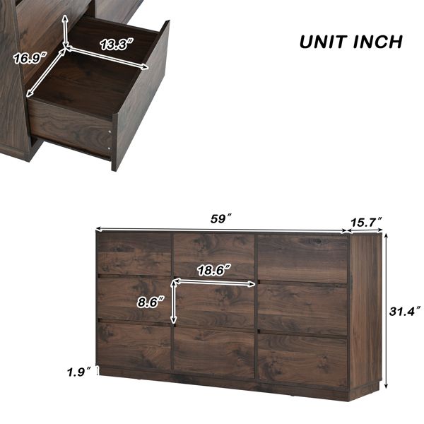 9-Drawer Mid-Century Dresser, Extra Storage (view 5)