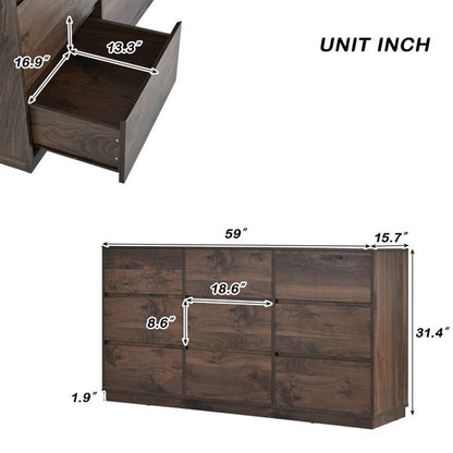 9-Drawer Mid-Century Dresser, Extra Storage (view 5)