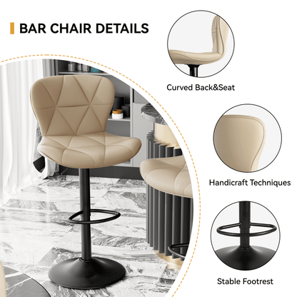 Faux Leather Swivel Bar Stools, Set of 2, Black (view 60)