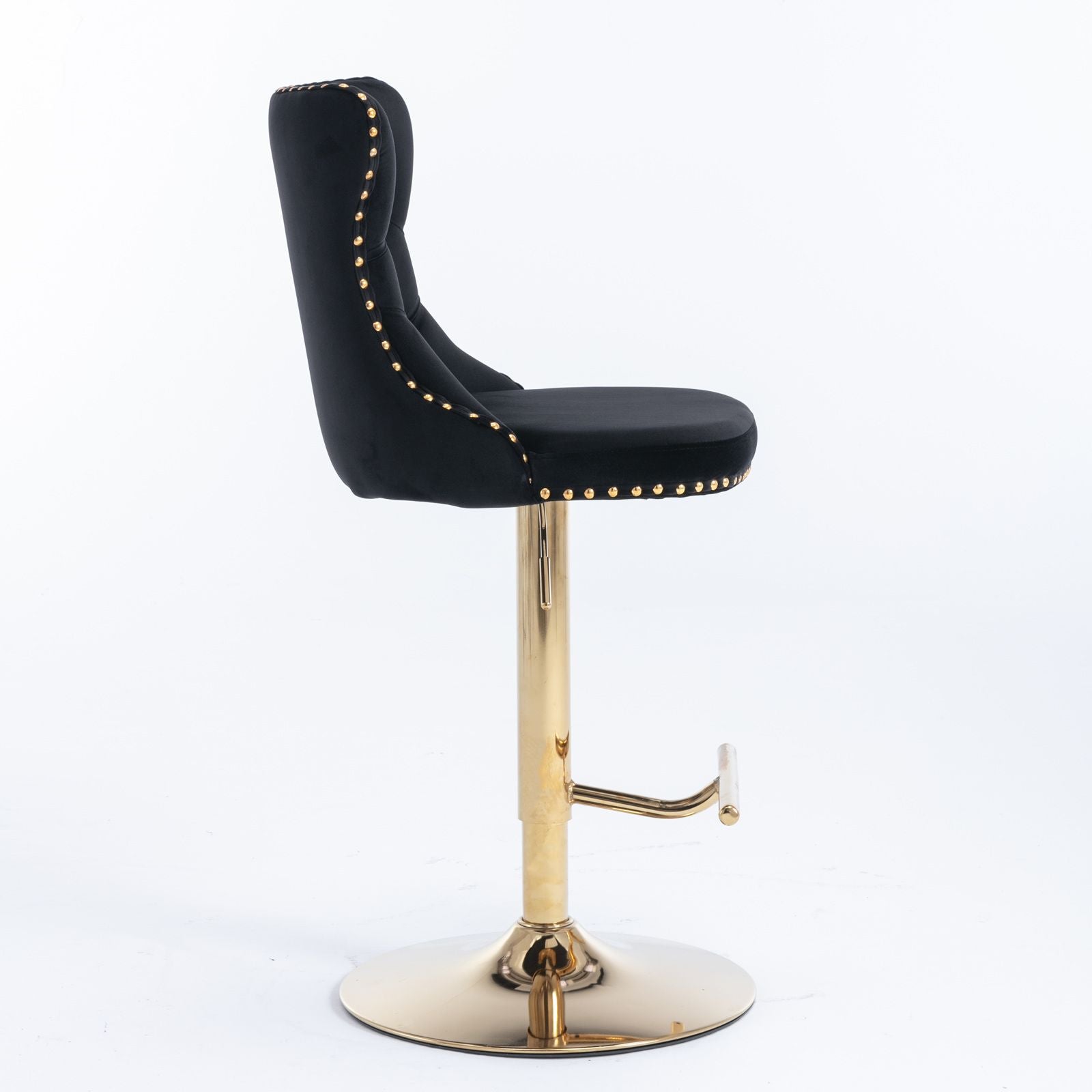 Gold Velvet Swivel Bar Stools, Tufted, Adjustable (view 29)