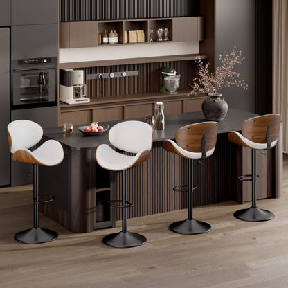 PU Leather Swivel Bar Stools, Set of 1, Black (view 80)