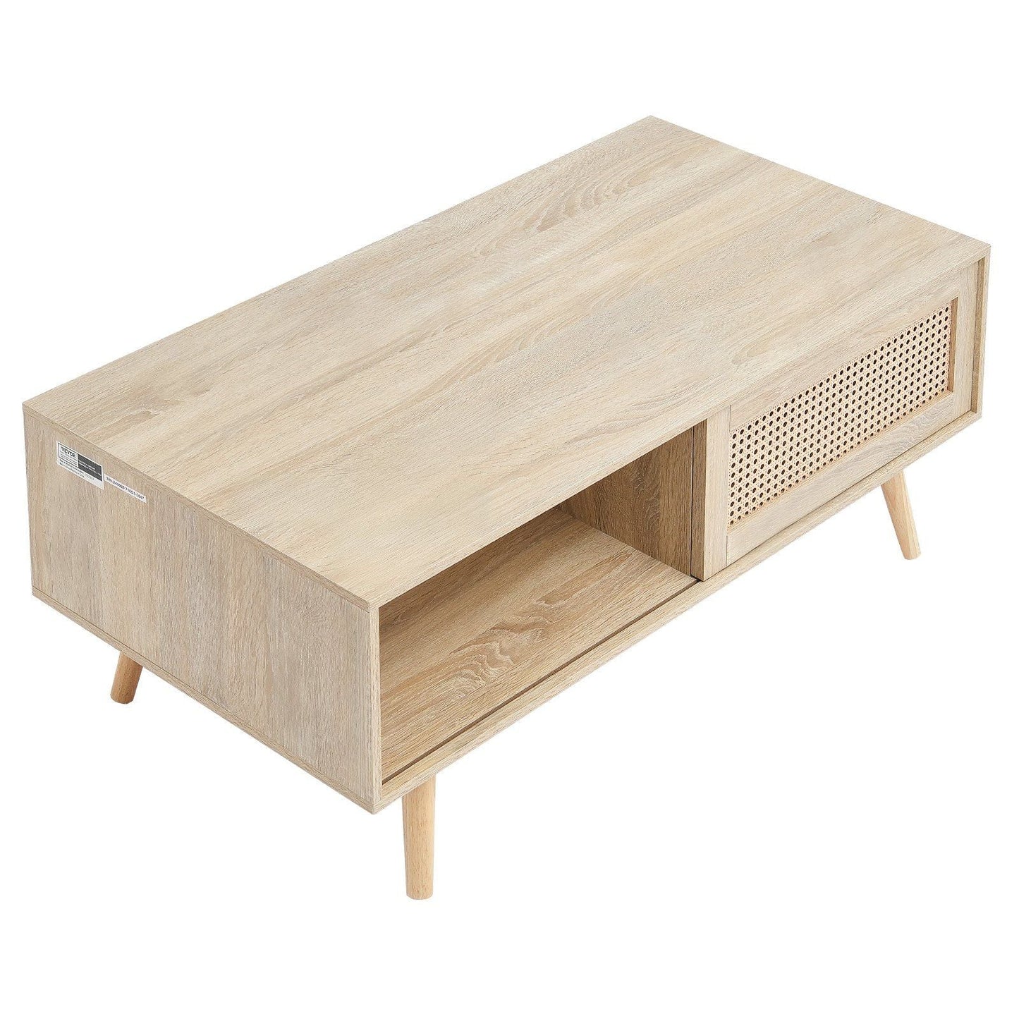 Rattan Mid-Century Coffee Table, Burlywood, 42" Wide (view 11)