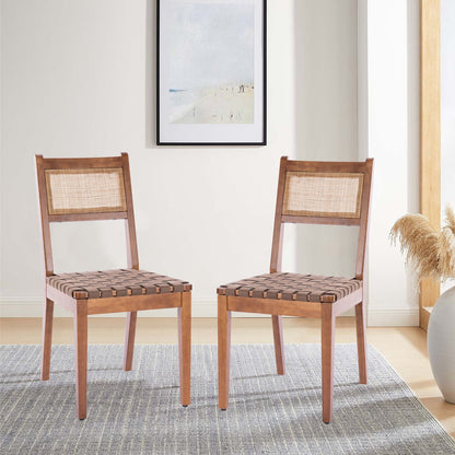 Leather Mid-Century Dining Chairs, Set of 2, Brown, 20" Wide (view 2)