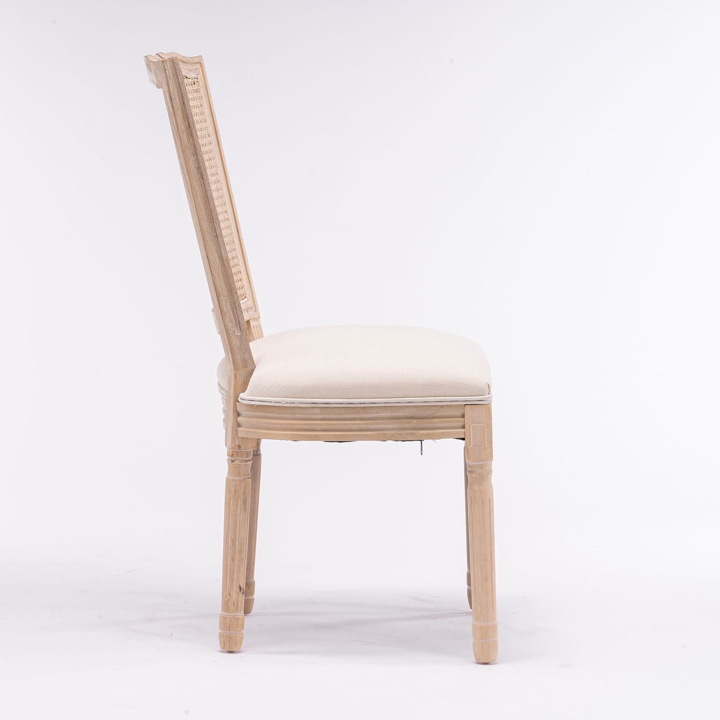 Linen Mid-Century Dining Chairs, Set of 2, White, 20" Wide (view 3)