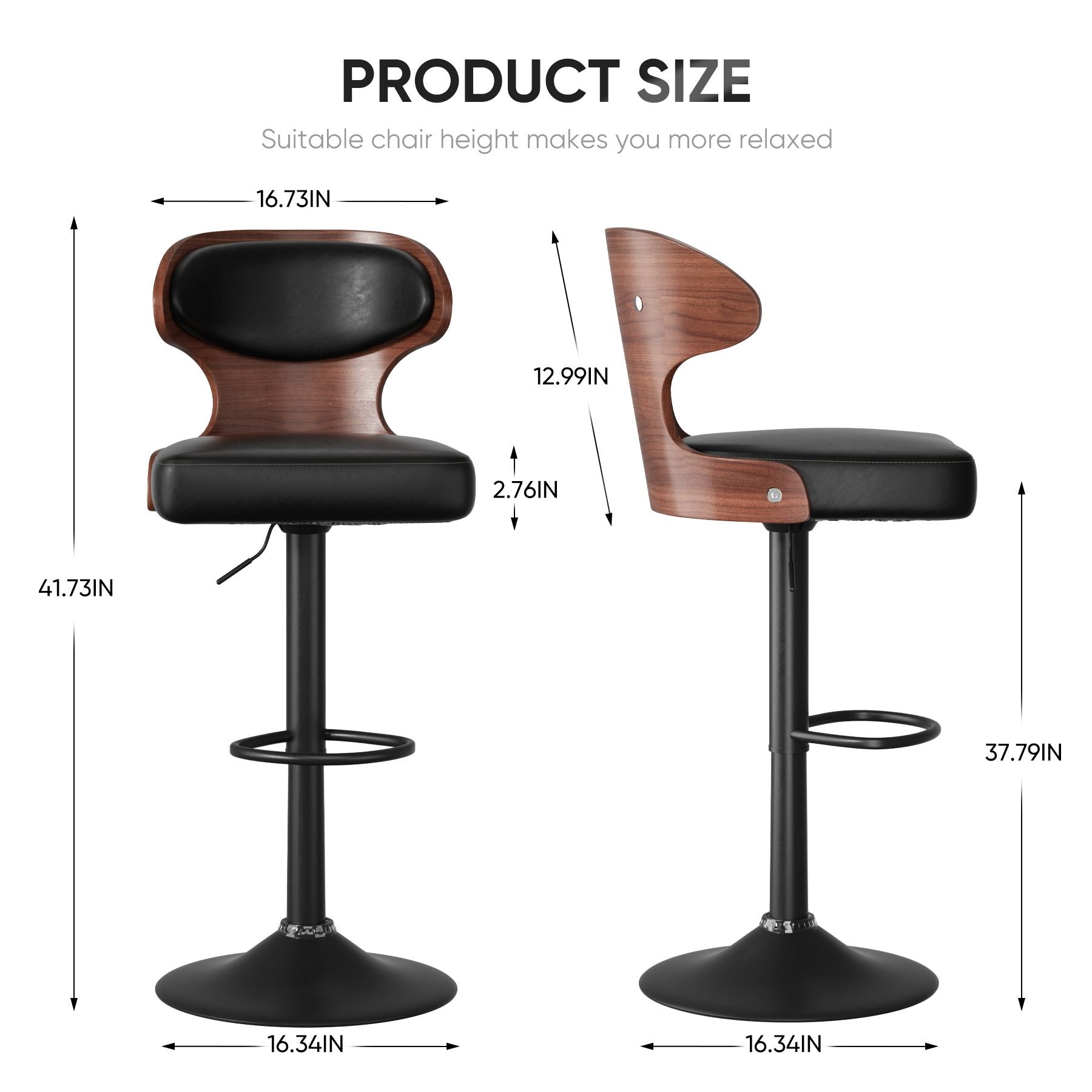 Faux Leather Swivel Bar Stools, Set of 2, Bentwood (view 51)