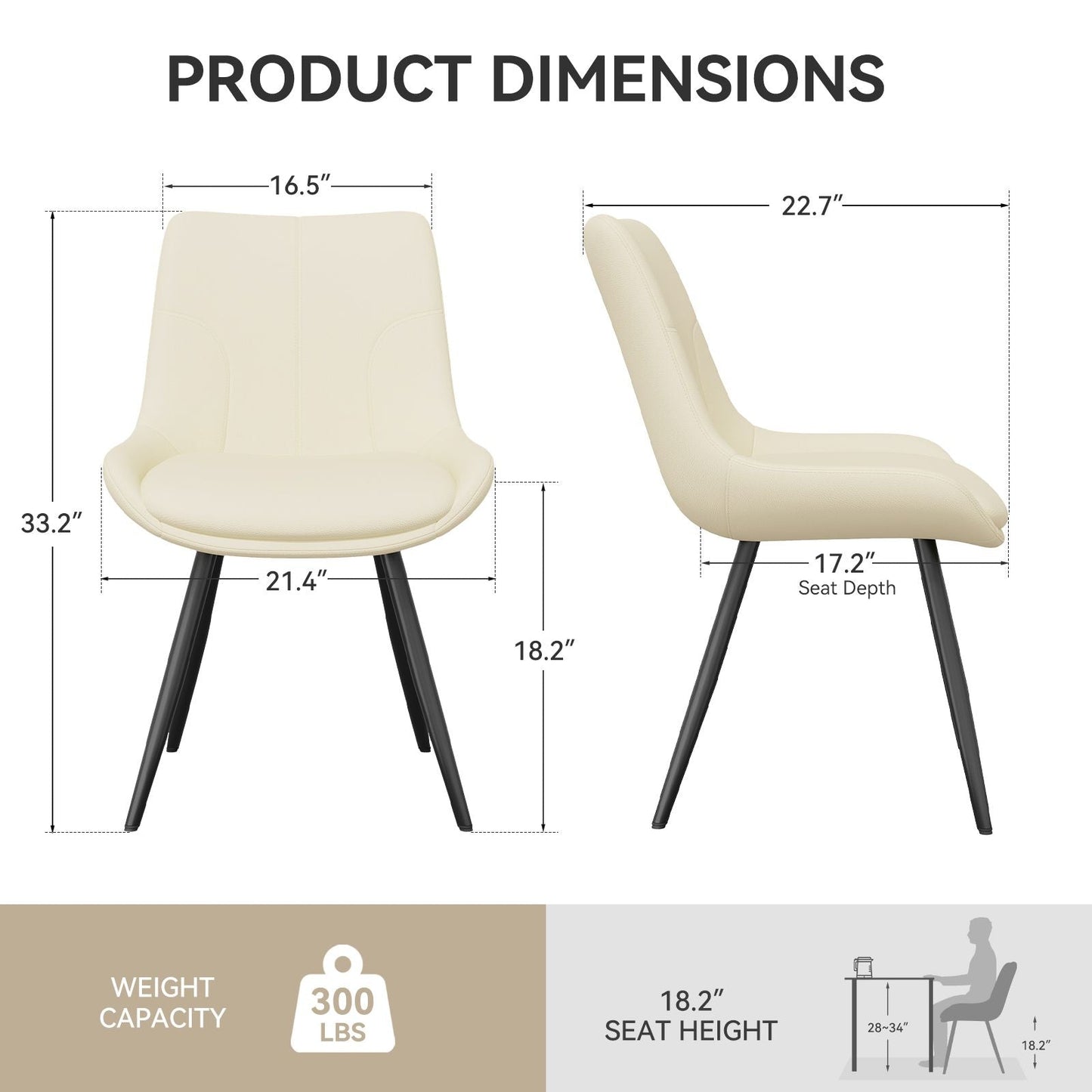 Leather Mid-Century Dining Chairs, Set of 2, Black (view 16)