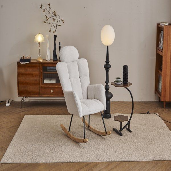 Wood Mid-Century Accent Chair, Ivory (view 16)