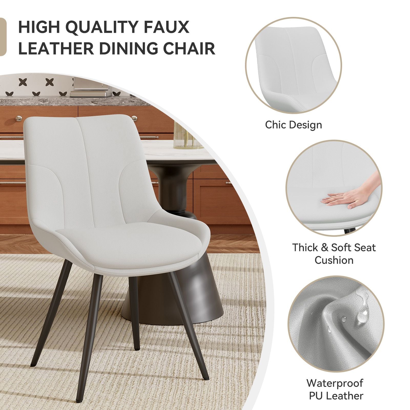 Leather Mid-Century Dining Chairs, Set of 2, 20" Wide (view 45)