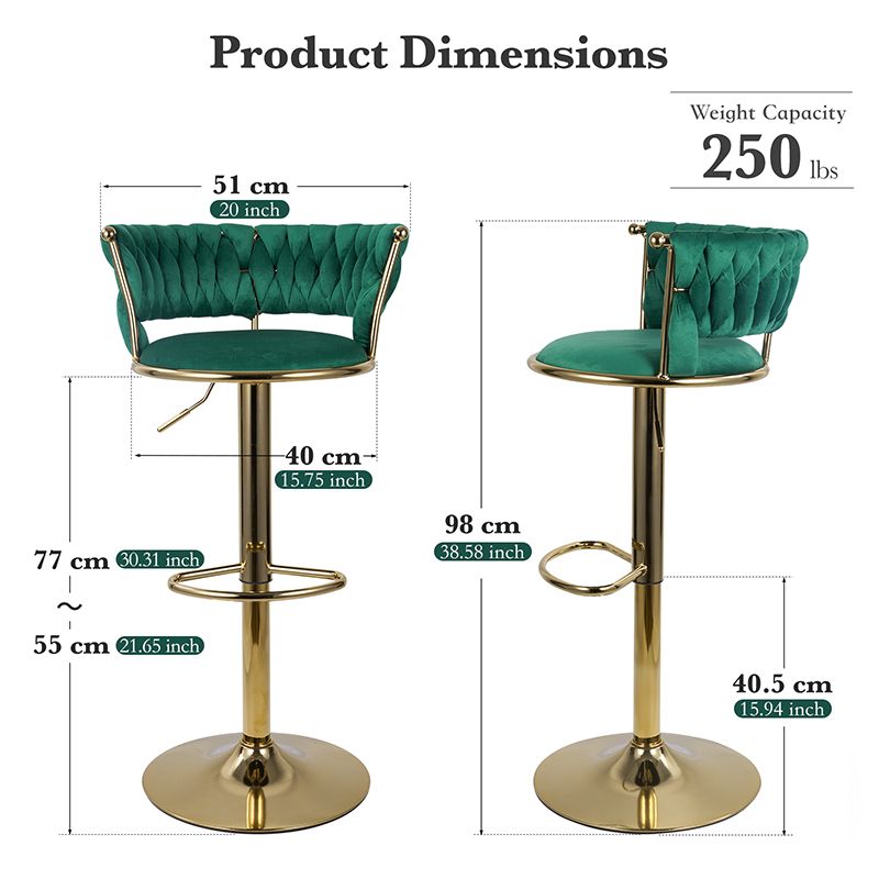 Velvet Swivel Bar Stools, Set of 2, 18" Wide (view 53)