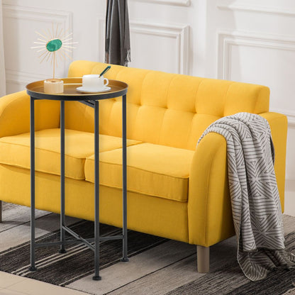 Metal Mid-Century Nightstand, Gold, Round (view 2)