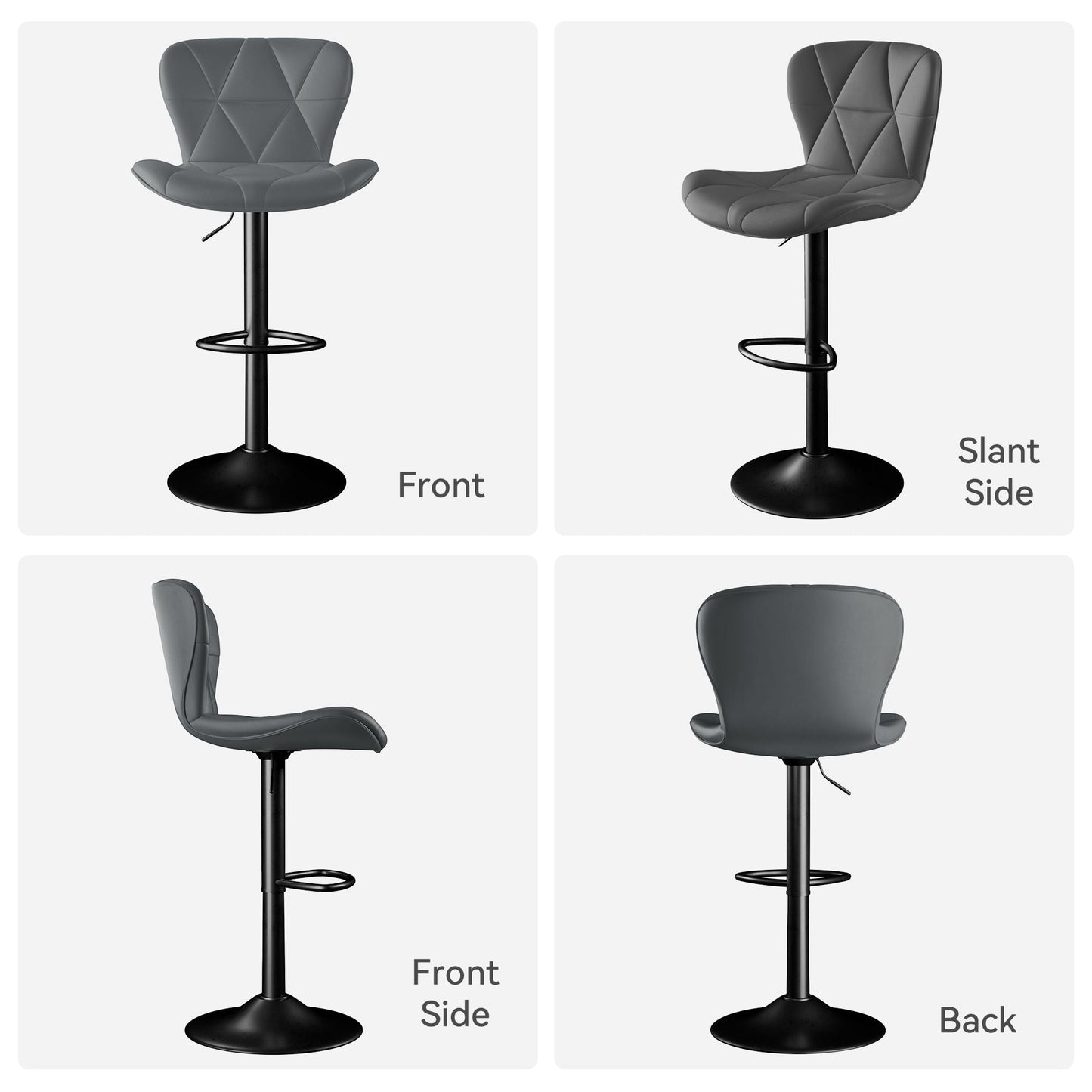 Faux Leather Swivel Bar Stools, Set of 2, Black (view 102)