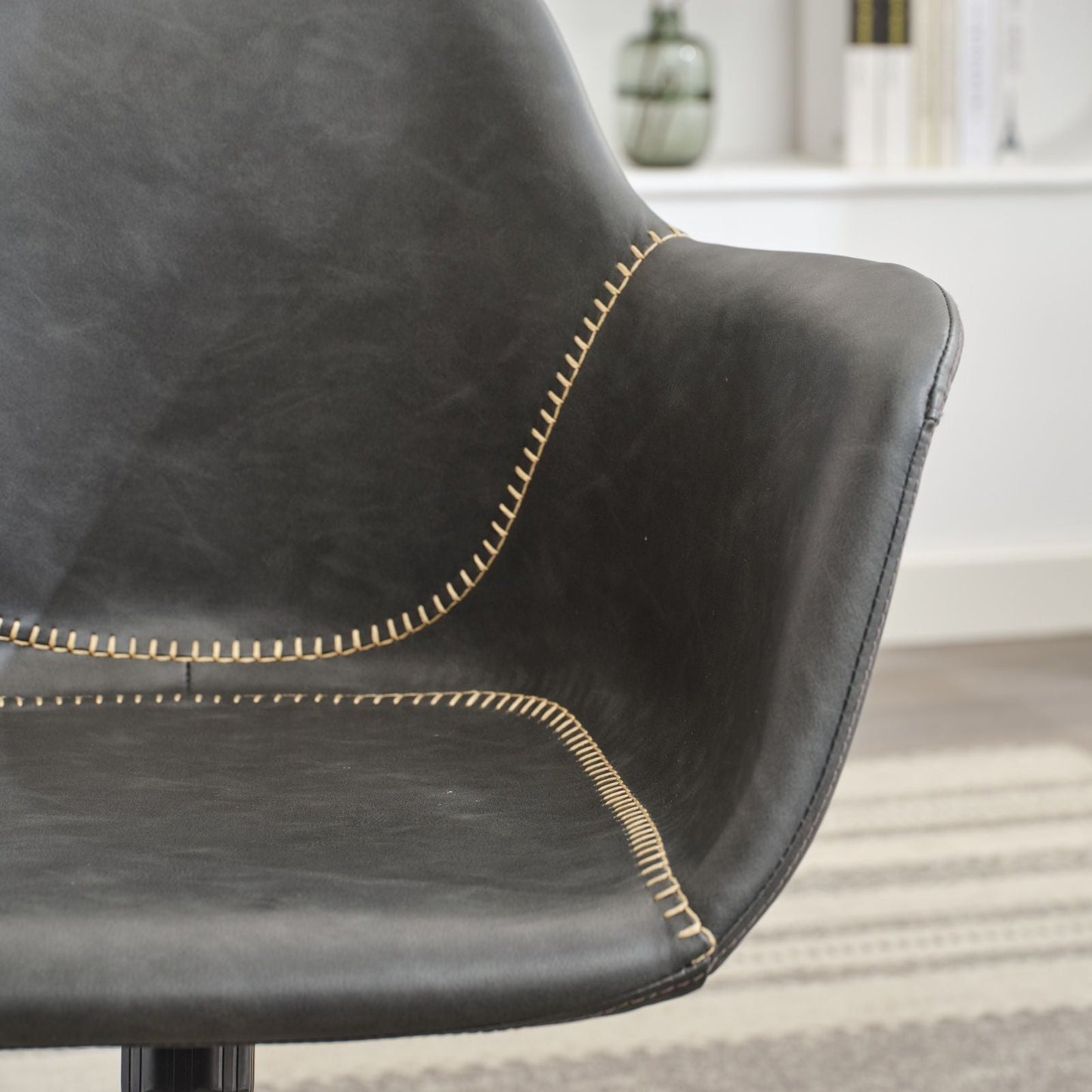 Faux Leather Mid-Century Accent Chair, Black (view 11)