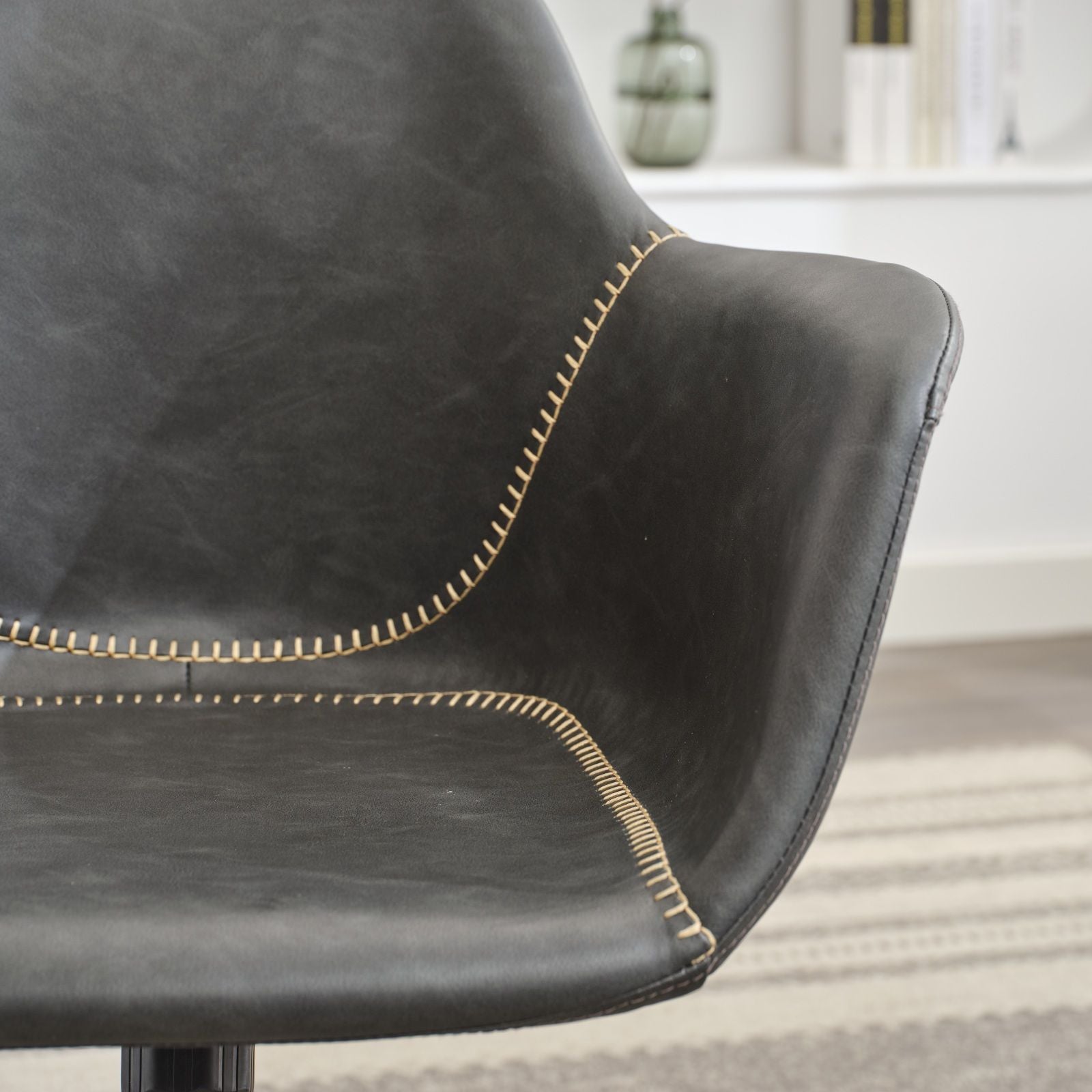 Faux Leather Mid-Century Accent Chair, Black (view 11)