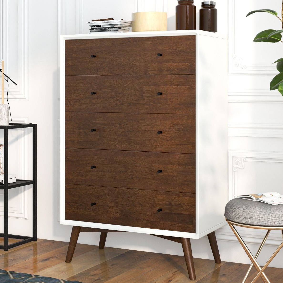 Caroline Mid-Century Dresser, Solid Wood Finish (view 2)