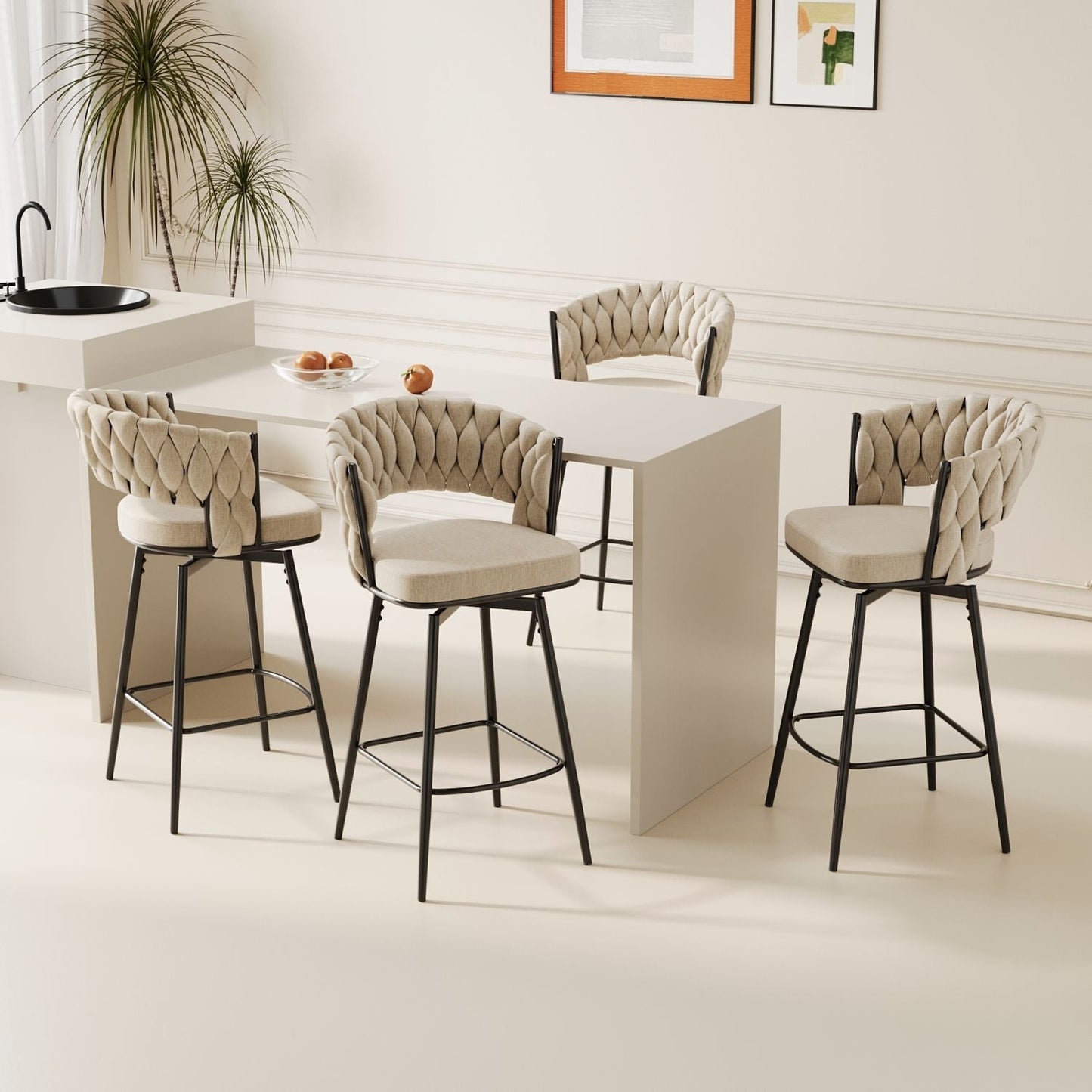 360-Degree Swivel Bar Chairs, Cushioned, Metal Legs, Set of 2 (view 19)