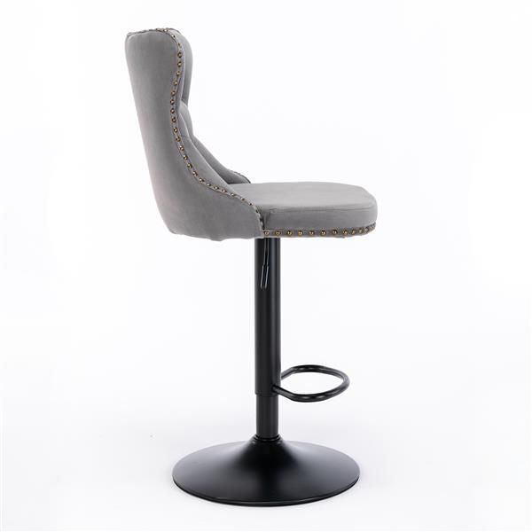 Velvet Swivel Bar Stools, Gray, Set of 2 (view 5)