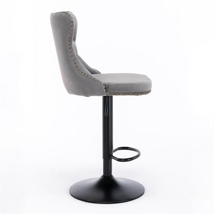 Velvet Swivel Bar Stools, Gray, Set of 2 (view 5)