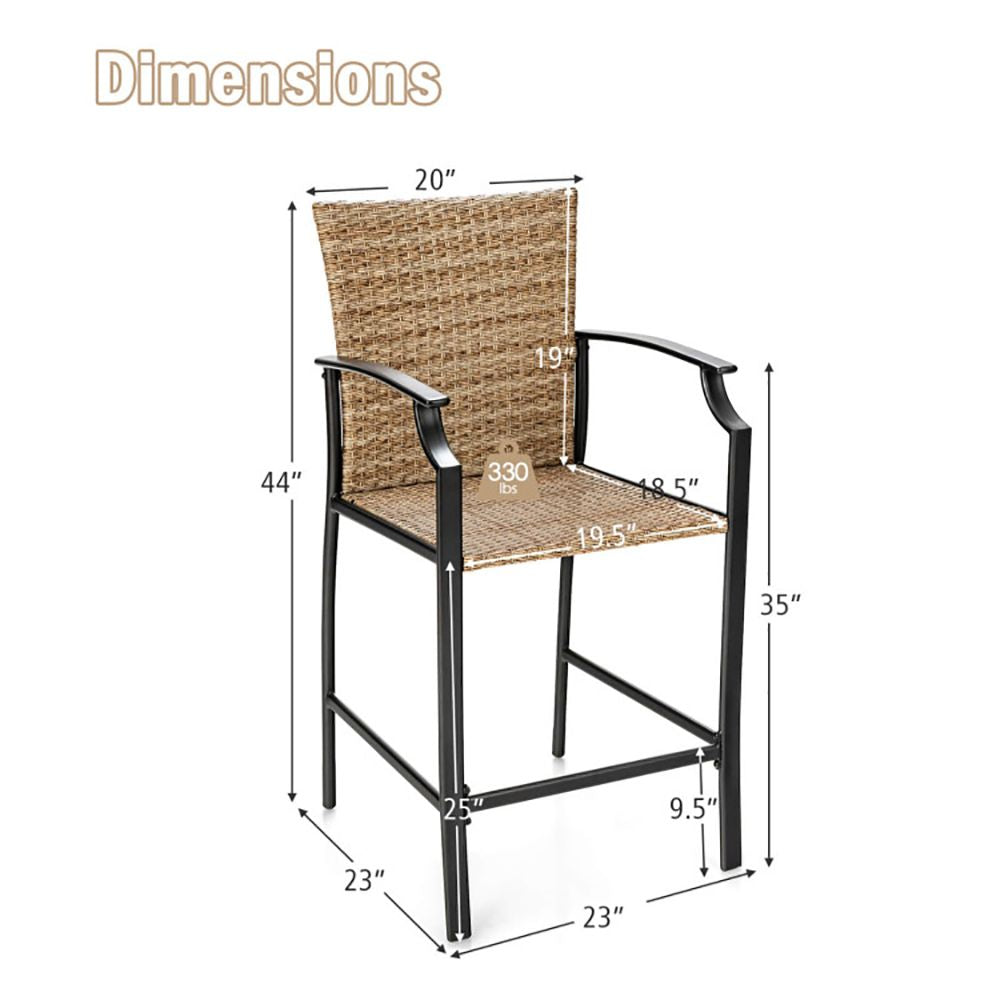Patio Rattan Bar Stools Set of 4 with Soft Cushions (view 6)