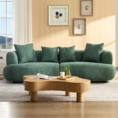 Boucle Mid-Century Sectional Sofa, Cream (view 6)