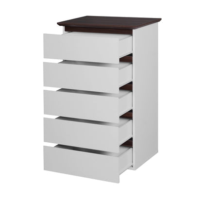 5-Drawer Mid-Century Dresser, White, Tall (view 11)