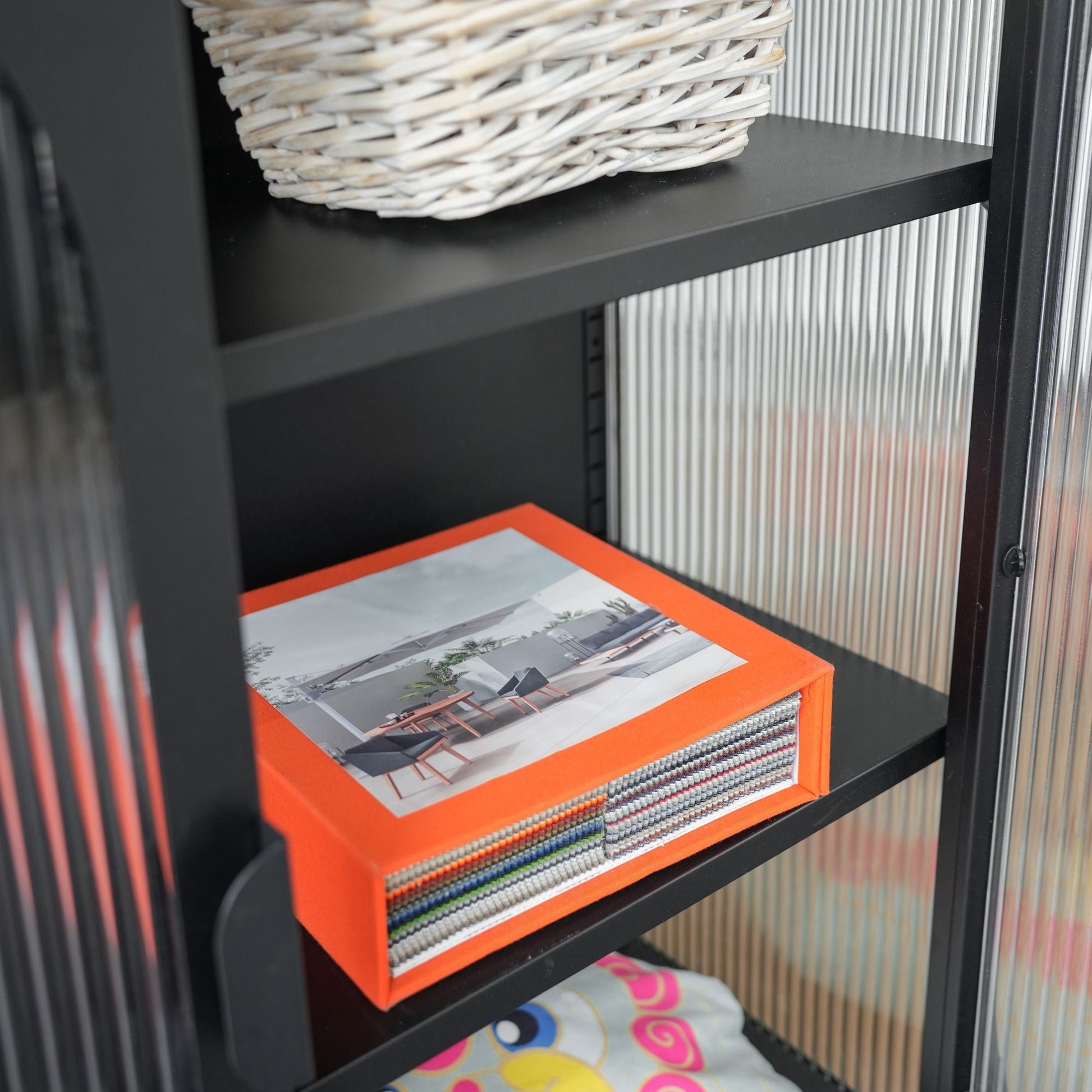 Chic Metal & Ribbed Glass Storage Cabinet with Arched Doors (view 9)