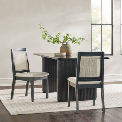 Rattan Mid-Century Dining Chairs, Set of 2, Black (view 3)