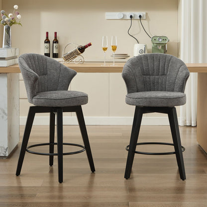 Chenille Swivel Bar Stools, Dark Grey, Counter Height (view 3)