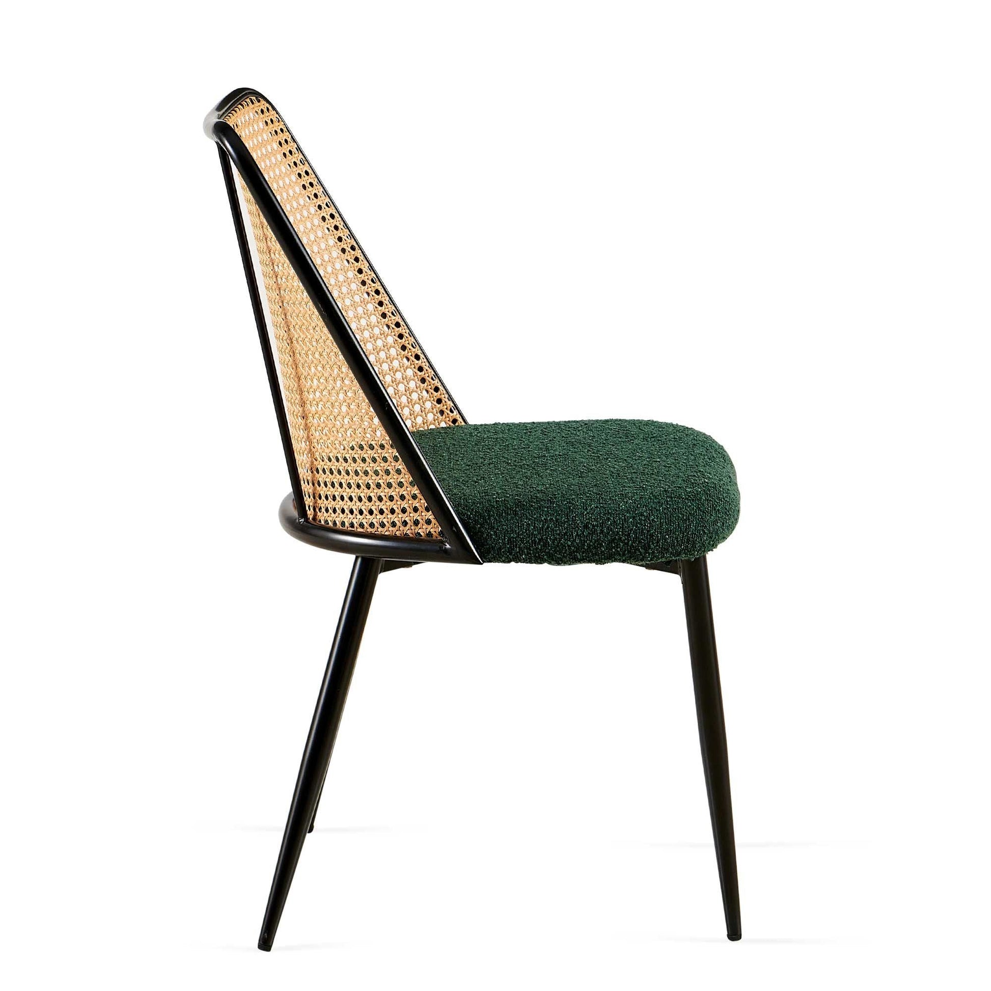 Boucle Mid-Century Dining Chairs, Set of 2, Green (view 9)