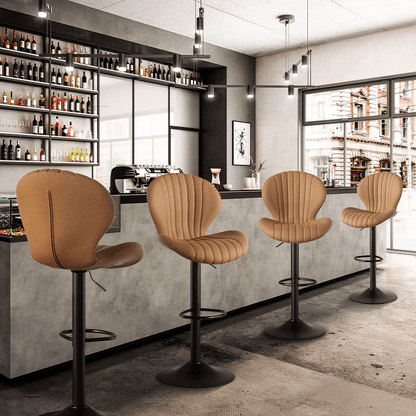 Faux Leather Swivel Bar Stools, Set of 2, Beige (view 31)