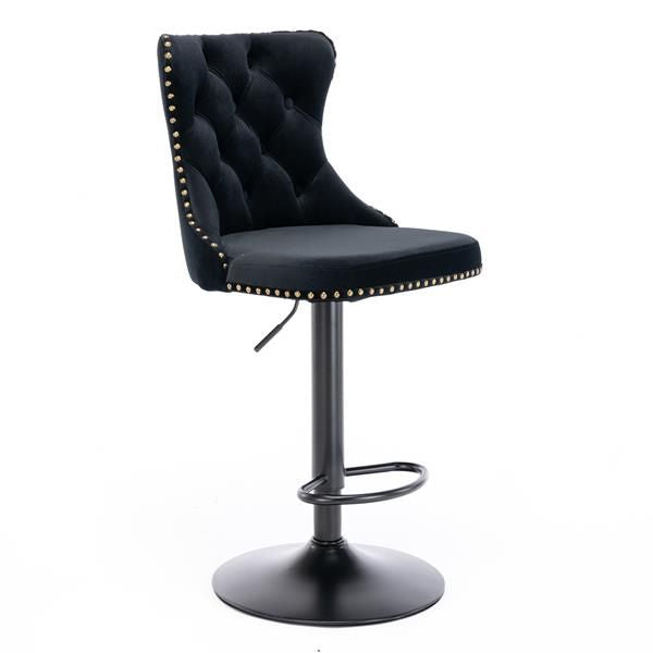Velvet Swivel Bar Stools, Set of 2, Black (view 7)