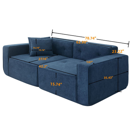 Upholstered 3-Seat Mid-Century Sofa, Dark Blue (view 7)