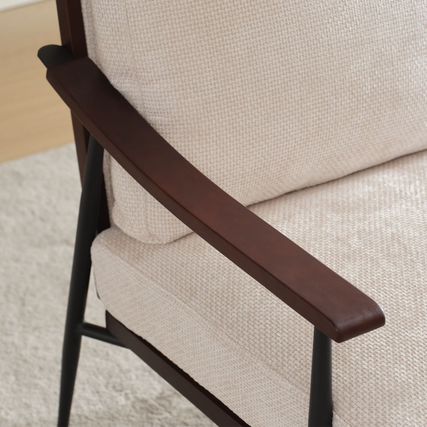 Linen Mid-Century Accent Chair, White, 30" Wide (view 7)